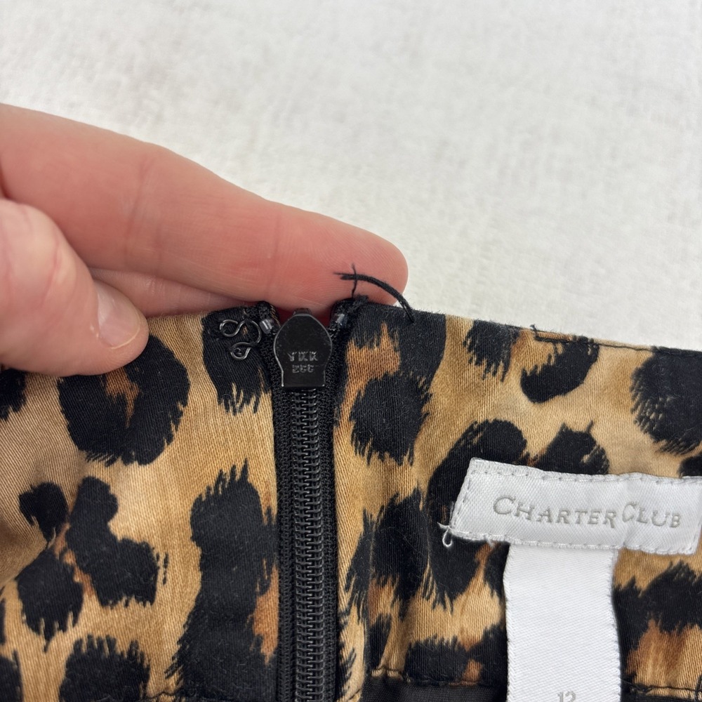 Charter Club Womens Leopard Print Knee Length Pencil Skirt Size 12 Mobwife Y2K - Picture 7 of 9